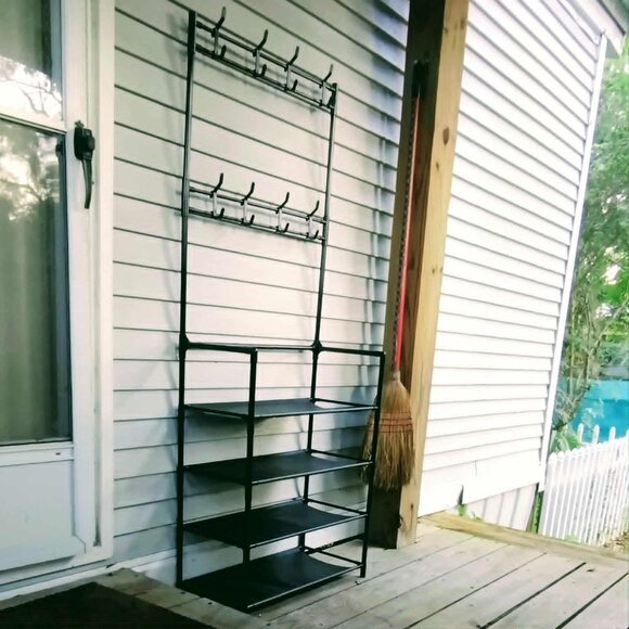 Brand New Carbon Steel 4 layer Shoe / Coat Rack-Black - Picture 1 of 4